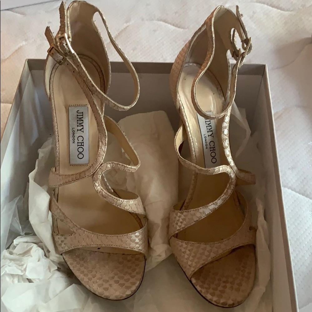 Jimmy choo furrow pearl nude sandal size 38